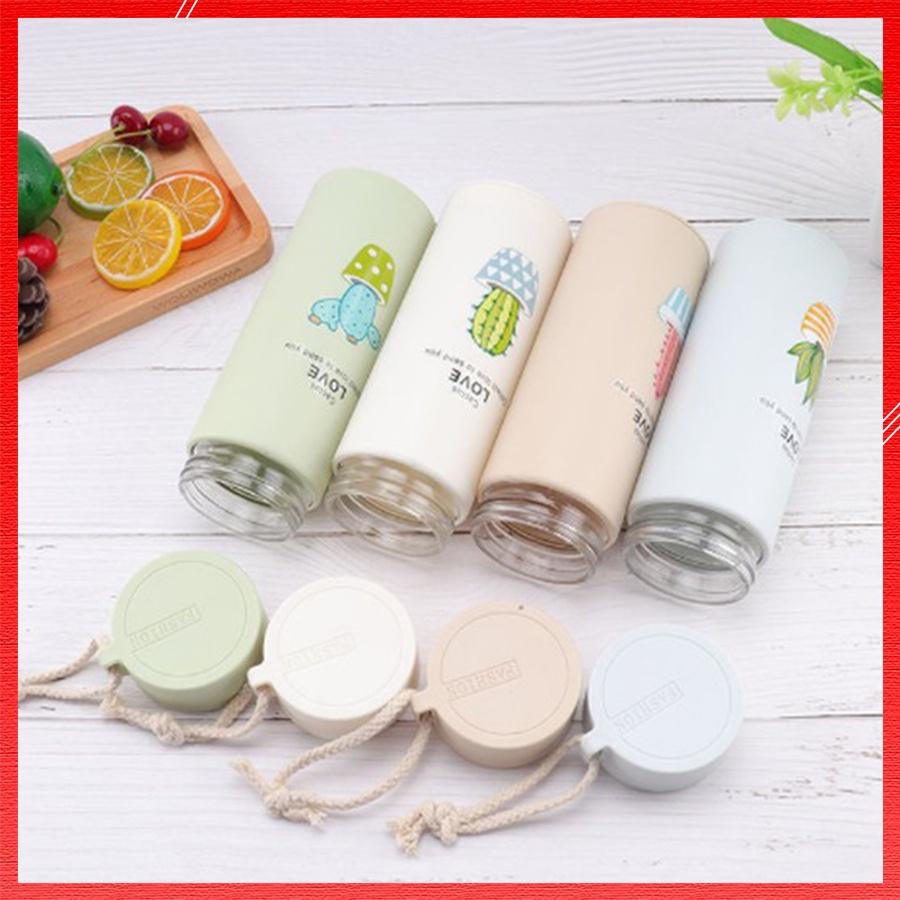 Bình Giữ Nhiệt Đựng Nước Chất Liệu Nhựa Và Lõi Thủy Tinh Siêu Bền Xương Rồng Dễ Thương Dung Tích 400 ML