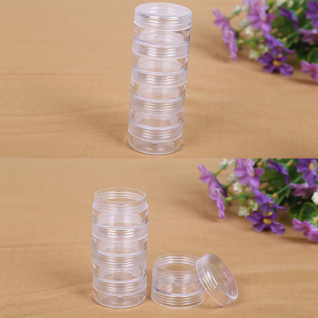 4X 2 Set Jewelry Jar Box Small Pill Screw Top Beads Storage Container Stackable
