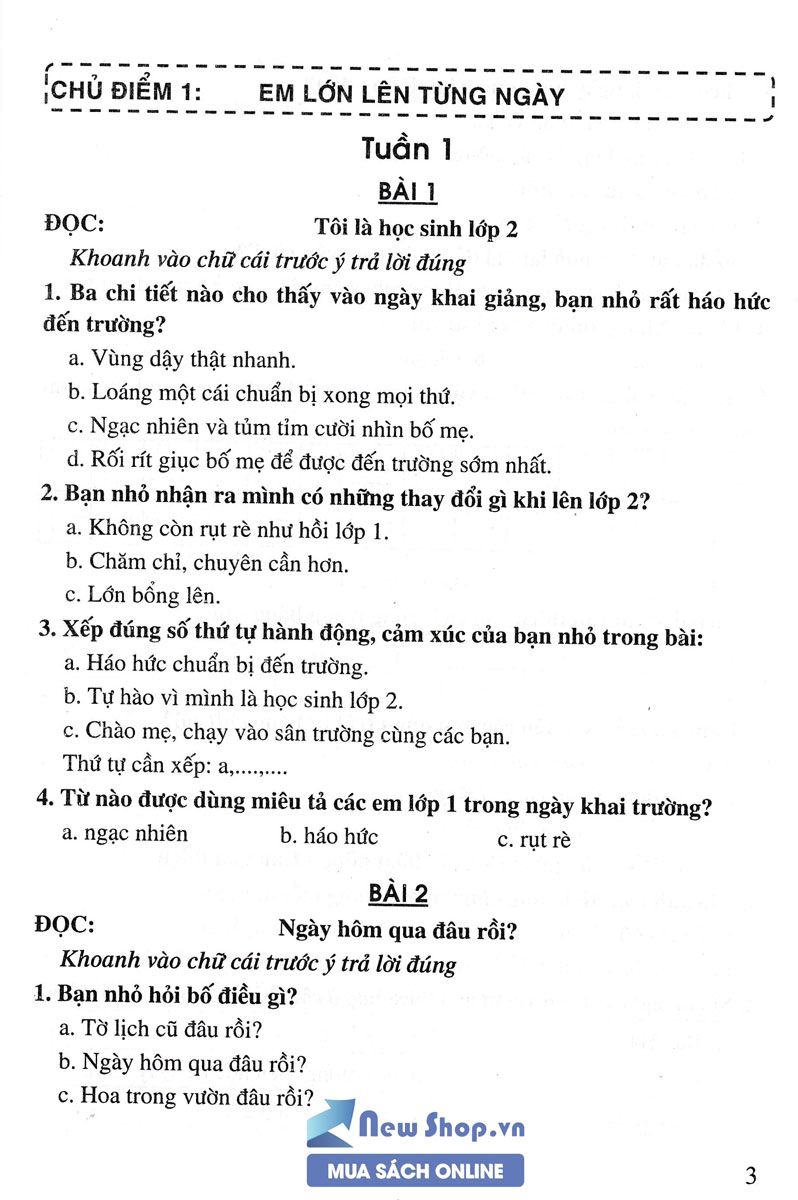 Bài Tập Trắc Nghiệm Tiếng Việt Lớp 2