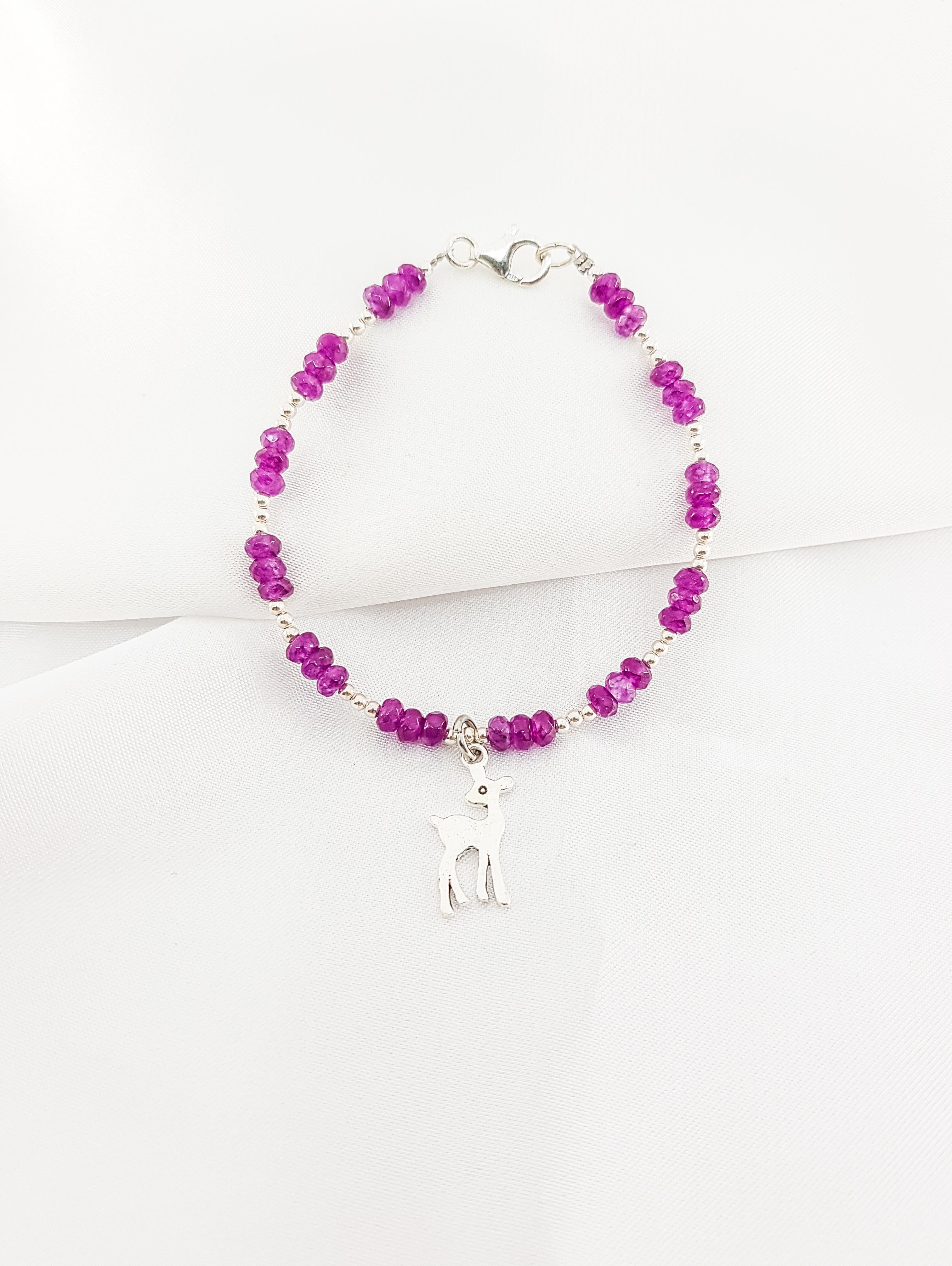 Vòng tay mệnh hỏa, thổ đá Agate mix charm tì hươu