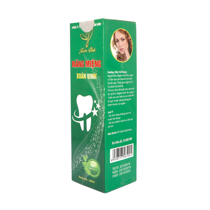 Răng Miệng Xuân Vinh 200ml – Sản phẩm chăm sóc răng miệng – Giảm đau răng, sâu răng, ê buốt răng, chắc răng, nhiệt miệng
