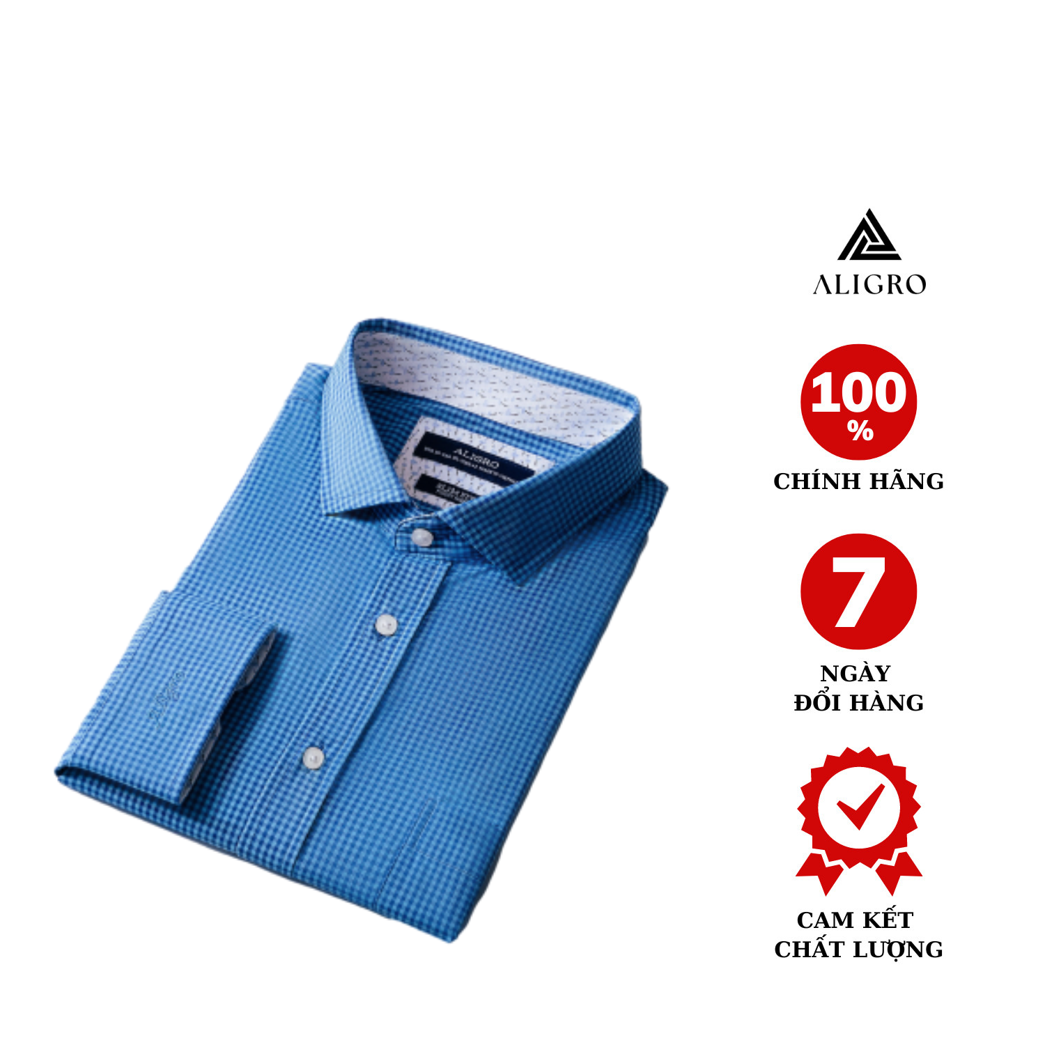 Áo sơ mi nam dài tay kẻ xanh ca-rô Slimfit ALGS179