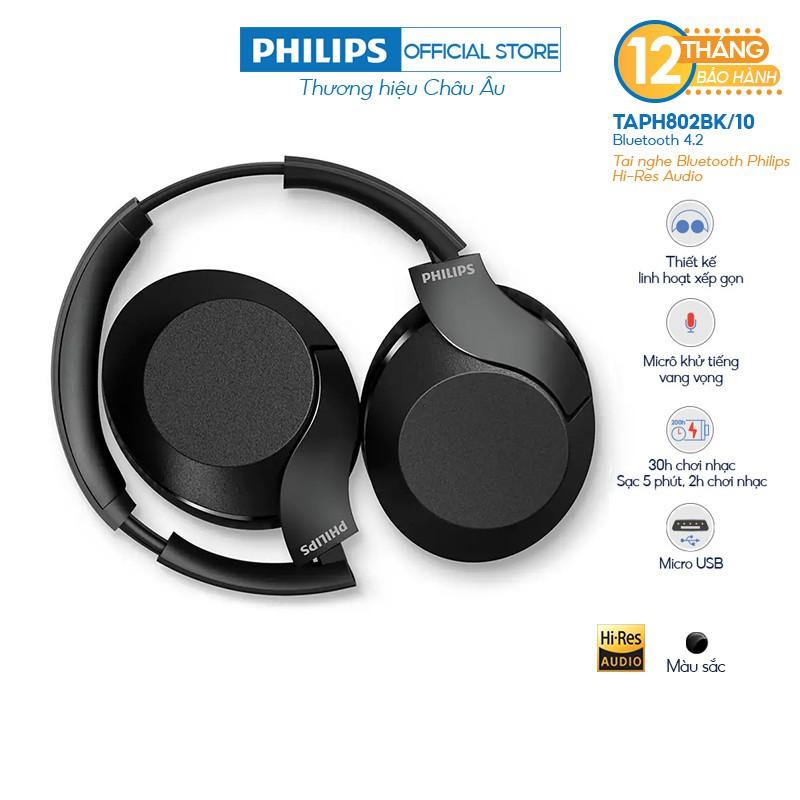 Tai nghe Bluetooth Philips HiRes Audio TAPH802BK/00  - Hàng nhập khẩu