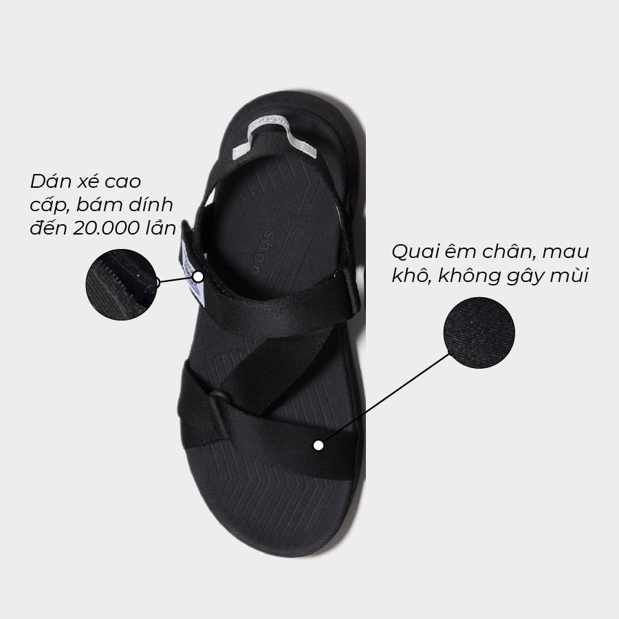 Sandals Shondo F7 Racing đế đen phối trắng quai đen F7R1010