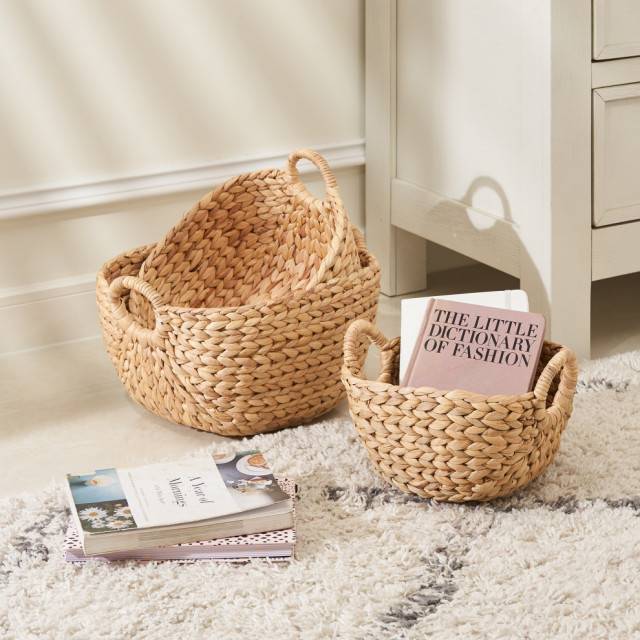 Giỏ lục bình đựng sách báo quần áo URSPACE sắp xếp không gian trang trí decor/ ROUND  HYACINTH STORAGE BASKET