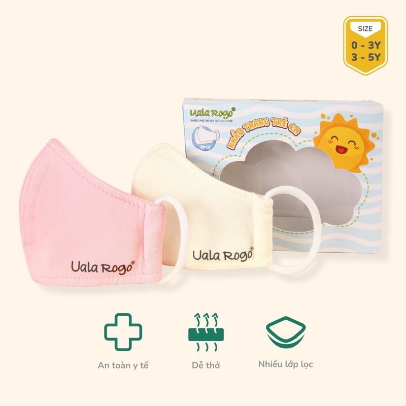 UR9990 Set 2 khẩu trang 4 lớp Ualaa Rogo vải sợi tre cho bé
