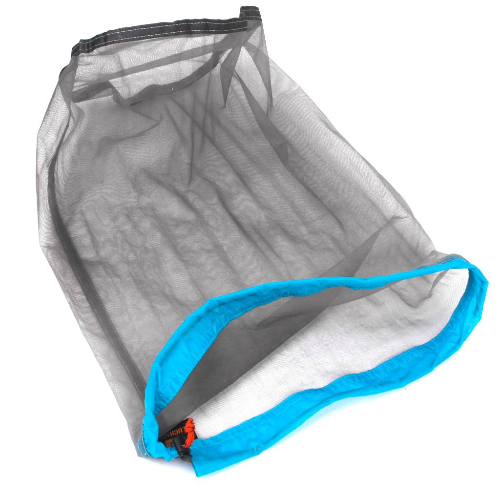 2 Pieces Mesh Drawstring Bag Mesh Stuff Sack for Camping Outdoor Sports S+XL