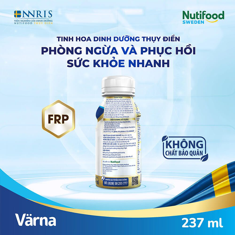 Thùng sữa bột pha sẵn Värna Complete - Phòng ngừa &amp; Phục hồi nhanh (24 chai x 237ml) - Varna