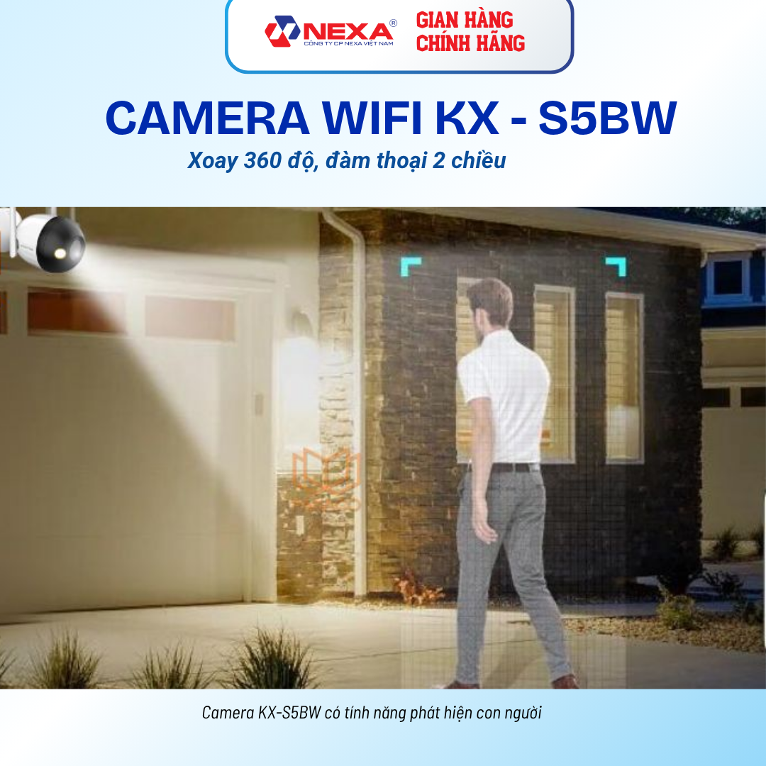 [Tặng thẻ nhớ] Camera WiFi ngoài trời 5MP KX-S5BW thu màu ban đêm, phát hiện chuyển động, có còi hú - Hàng chính hãng