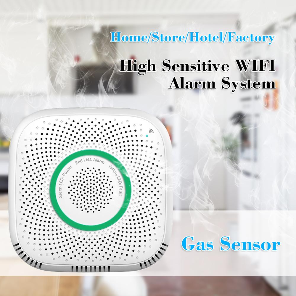 WIFI Gas Detector Household Combustible Gas Leak Detector Natural Liquefied Petroleum Gas Leak Tester Sniffer with Sound Alarm APP Notification Pushing SmartLife Tuya APP Remote Control