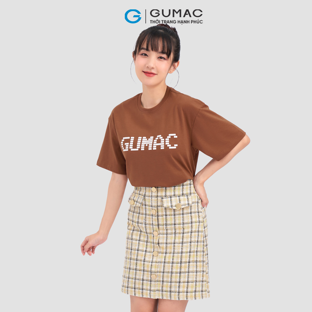 Áo thun GUMAC ATC11025 tay ngắn in chữ nổi trẻ trung