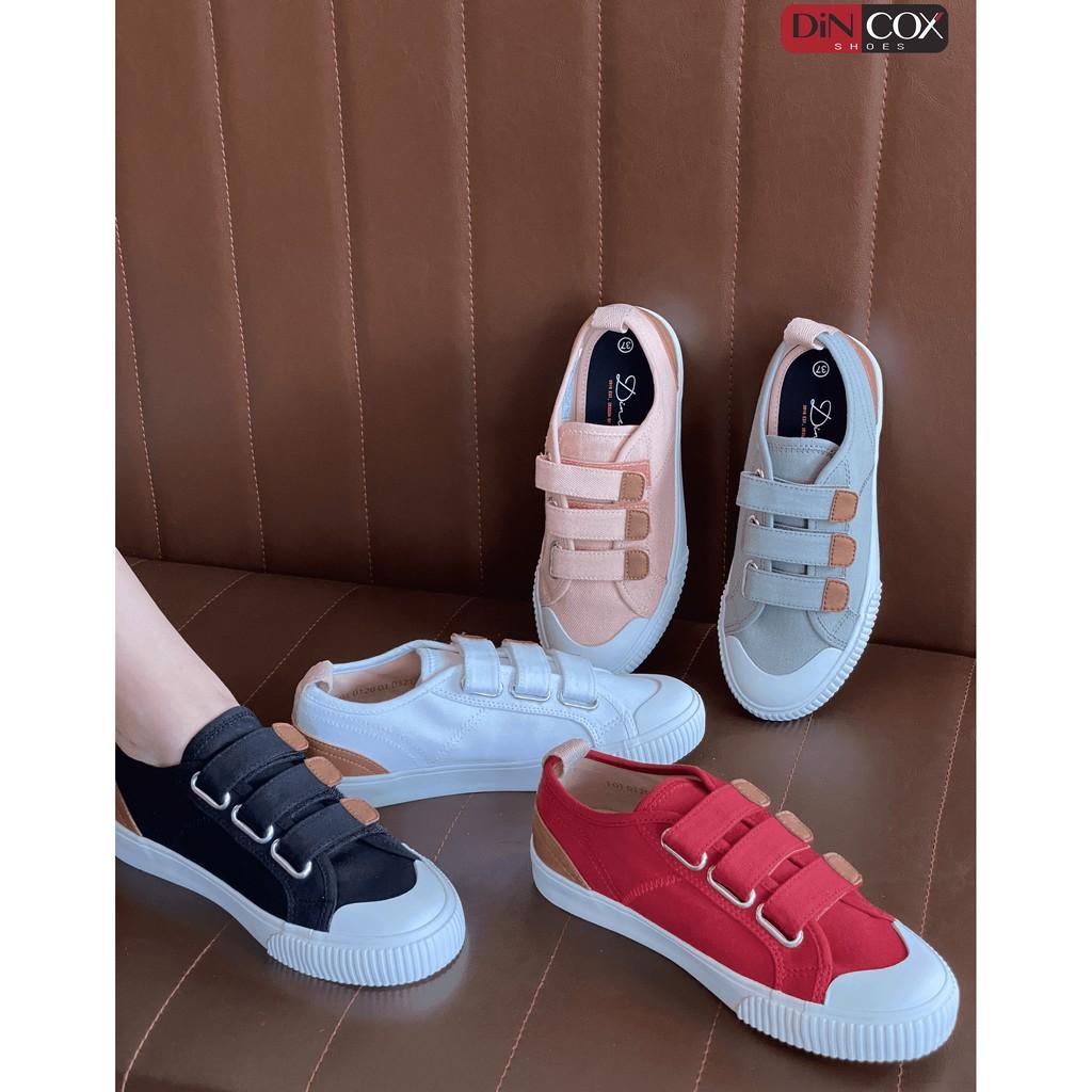 Giày Sneaker Vải Nữ DINCOX E01 Quai Dán Nữ Tính Xanh Rêu