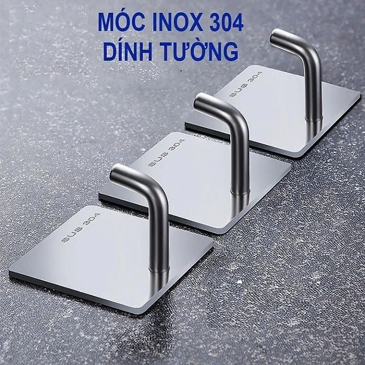 COMBO 3 Móc Dán Tường INOX 304 Treo Đồ nặng, Treo Thớt, Nồi Niêu Treo Đồ Đa Năng [CHỐNG NƯỚC, CHỐNG RỈ] Dán Mọi Bề Mặt