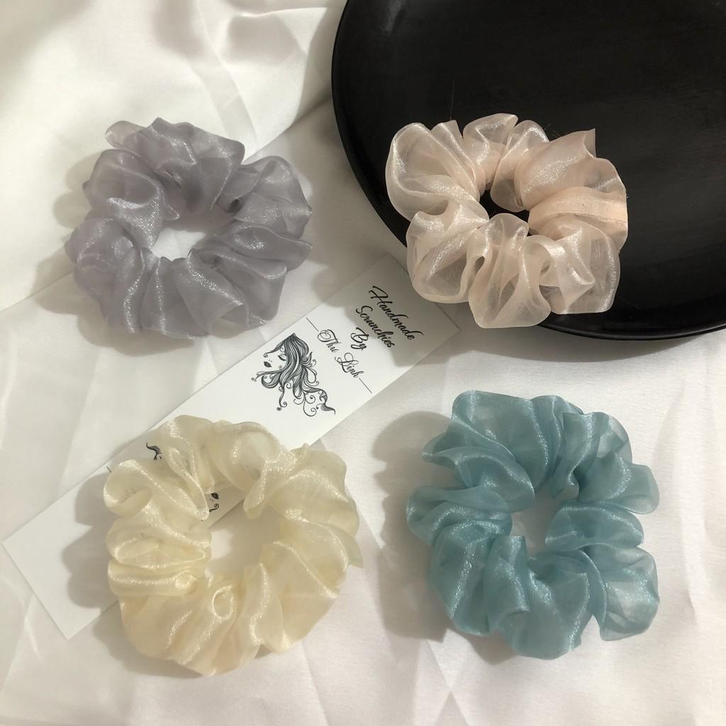 Scrunchies dây buộc tóc, cột tóc voan kính hàng may đẹp
