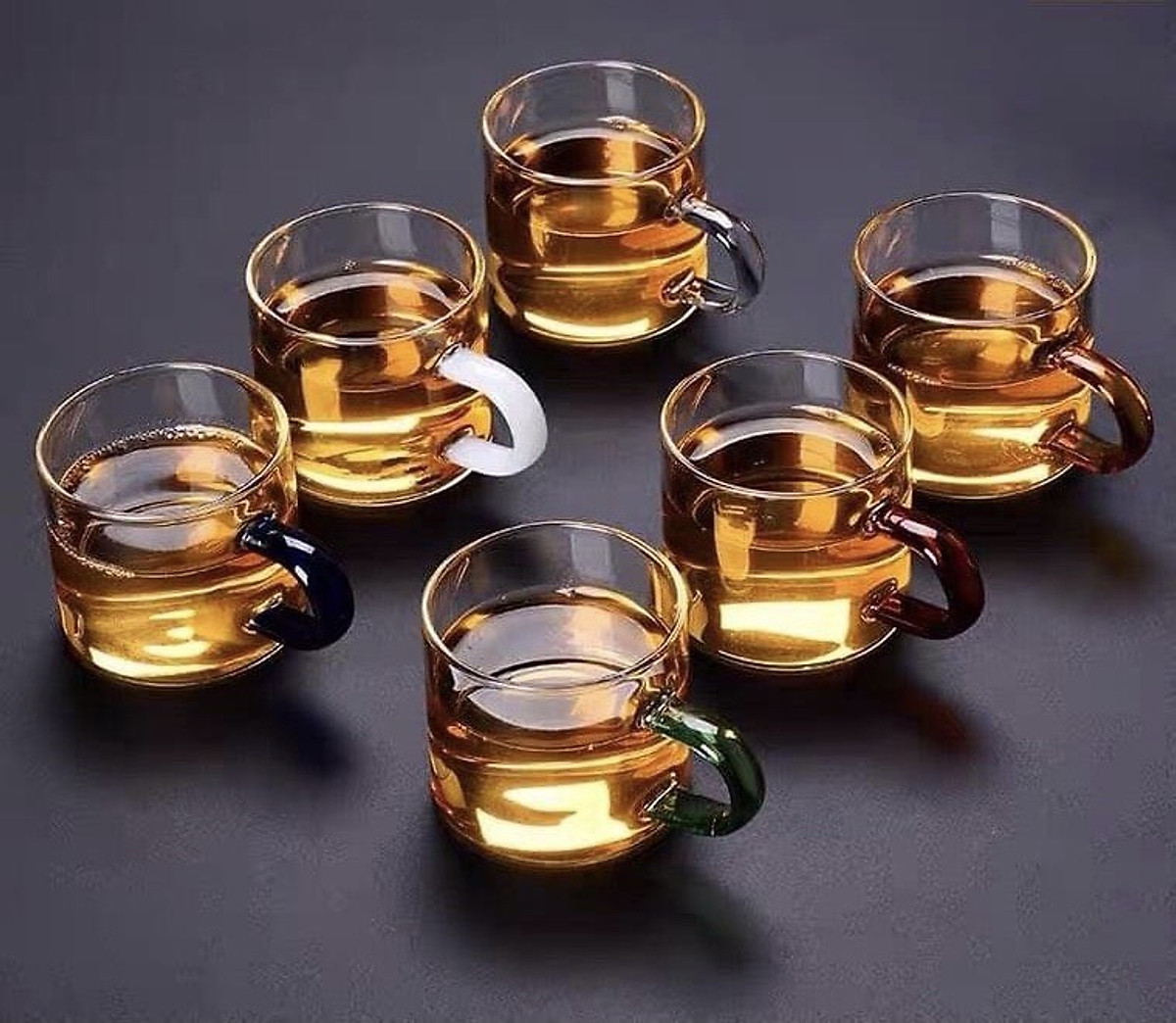 Bộ 6 cốc uống trà thủy tinh đáy trụ cao cấp