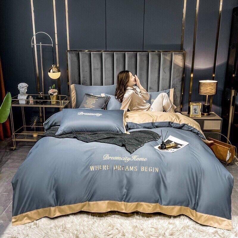 Bộ chăn ga gối phi lụa 4 món nhập khẩu.hàg chất lượng cao.decor phòng ngủ thêm sang trọng và quý phái