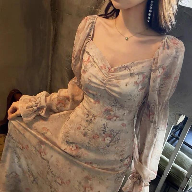 Đầm Maxi Hoa Nữ Đi Biển Thiết Kế Hàn Quốc Mới Tôn Dáng Tay Dài Ring House