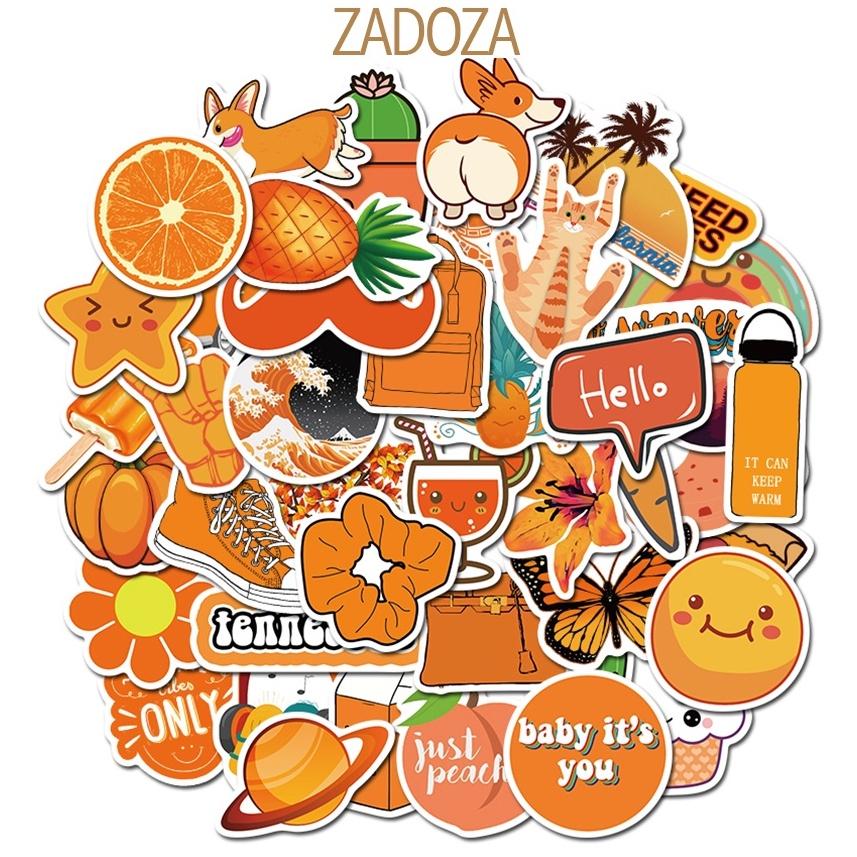 Sticker Orange tones màu cam trang trí mũ bảo hiểm, đàn, guitar, ukulele, điện thoại laptop