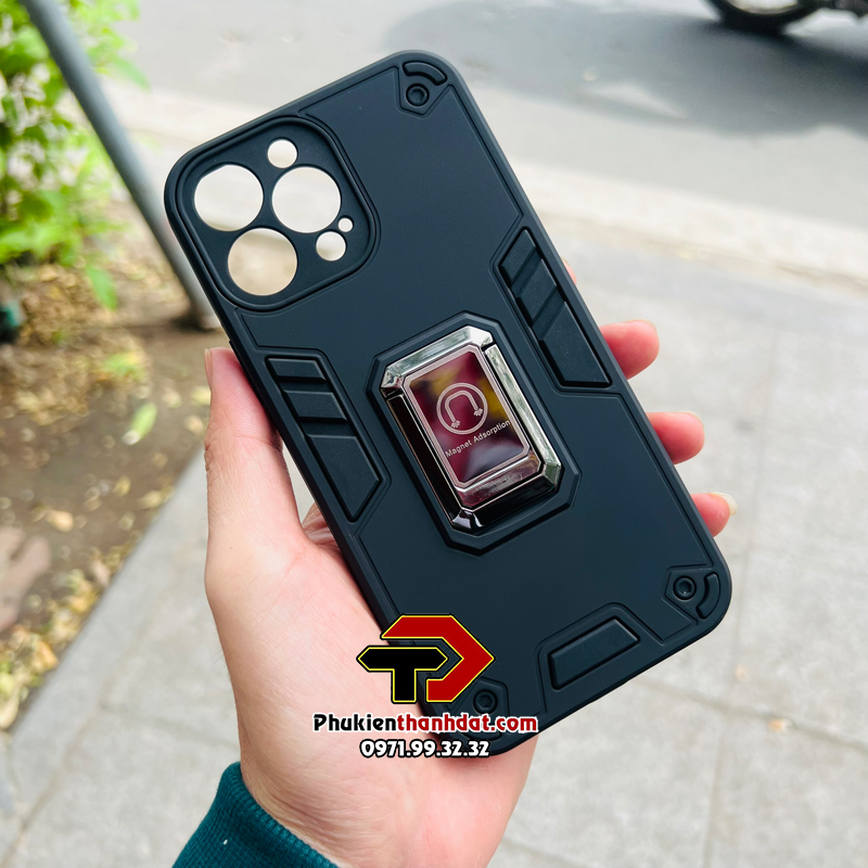 Ốp lưng chống sốc cho iPhone 13 Pro kèm iring mạ crom, chân chống tiện lợi