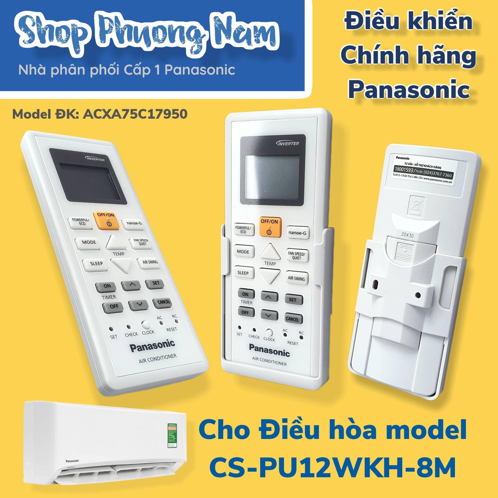 Điều khiển chính hãng cho điều hòa Panasonic model CS-PU12WKH-8M