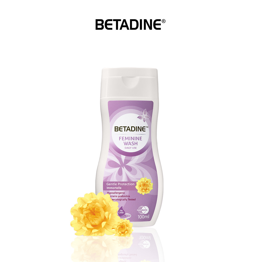 Dung dịch vệ sinh phụ nữ Betadine Feminine Wash Daily Use Gentle Protection Immortelle 100ml, 250ml