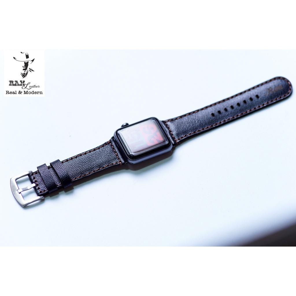 Dây đồng hồ Apple Watch da dê đen 26mm - RAM Leather