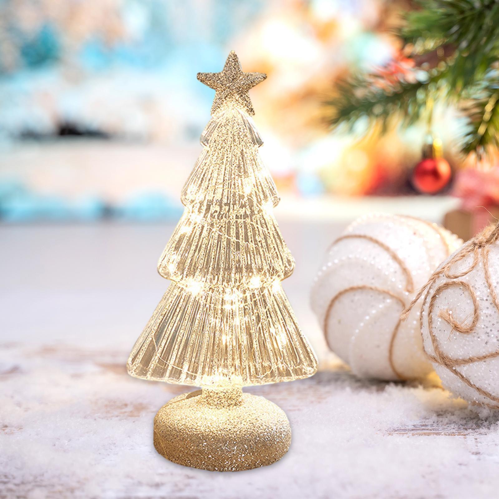 Christmas Tree Glass Night Light Twinkle Table Lamp for Holiday Party Indoor
