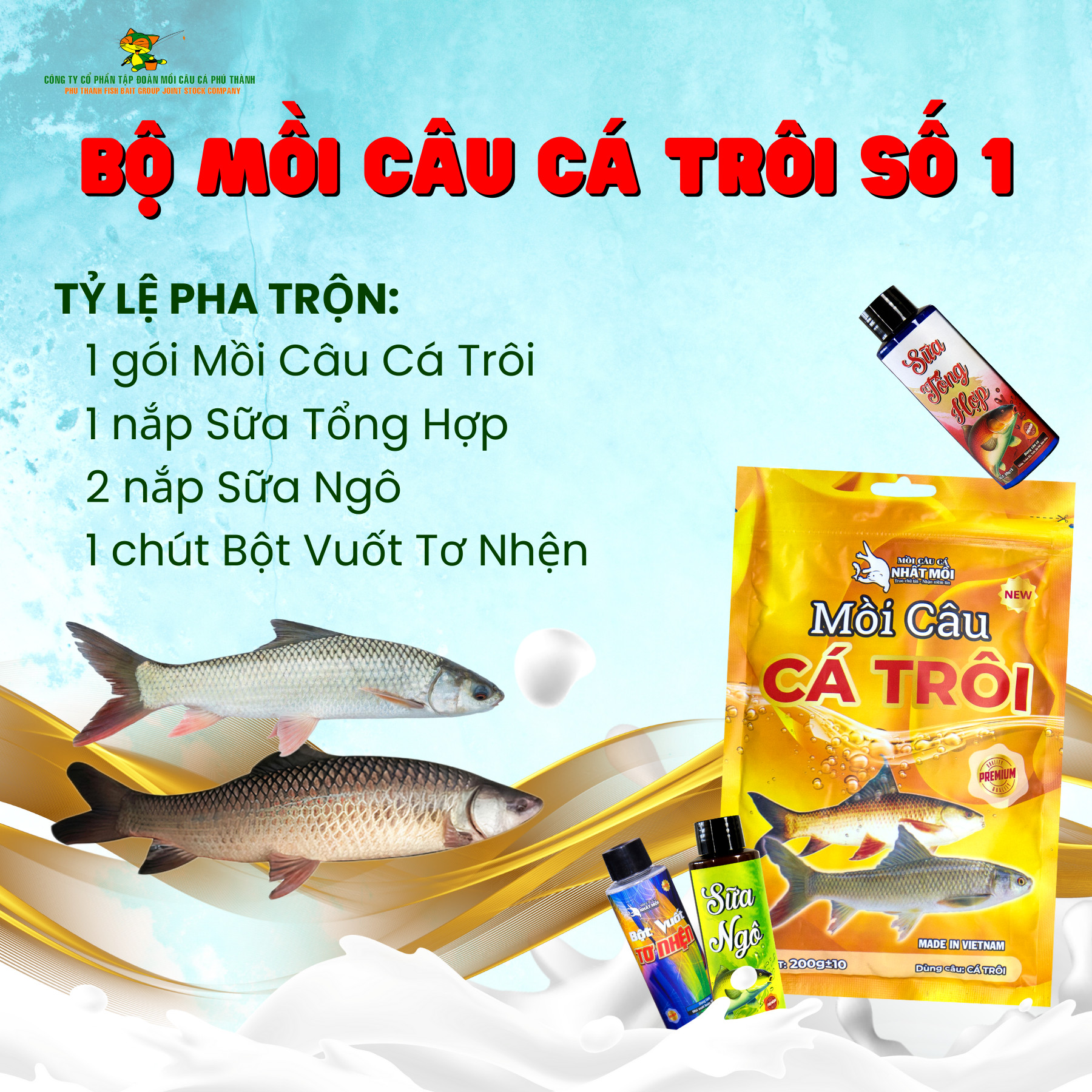 Bộ mồi cá Trôi số 1 - Hãng mồi câu cá Phú Thành