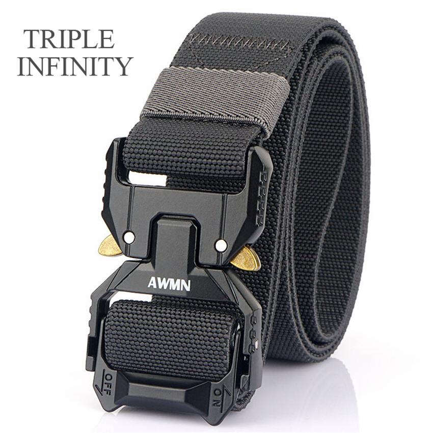 Bộ Ba Vô Cực Mới Thun Quần Jean Nam Dây Ngoài Trời Săn Bắn Khóa Kim Loại Chiến Thuật Dây Đa Chức Năng Nam Dài Vải Bố thắt Lưng