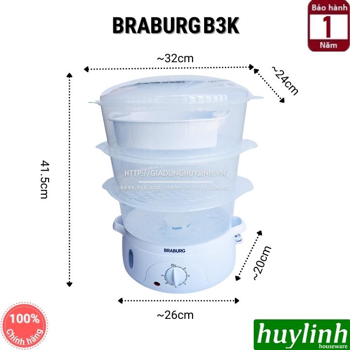 Nồi Hấp Điện Đa Năng 3 Tầng Braburg- Hàng Chính Hãng