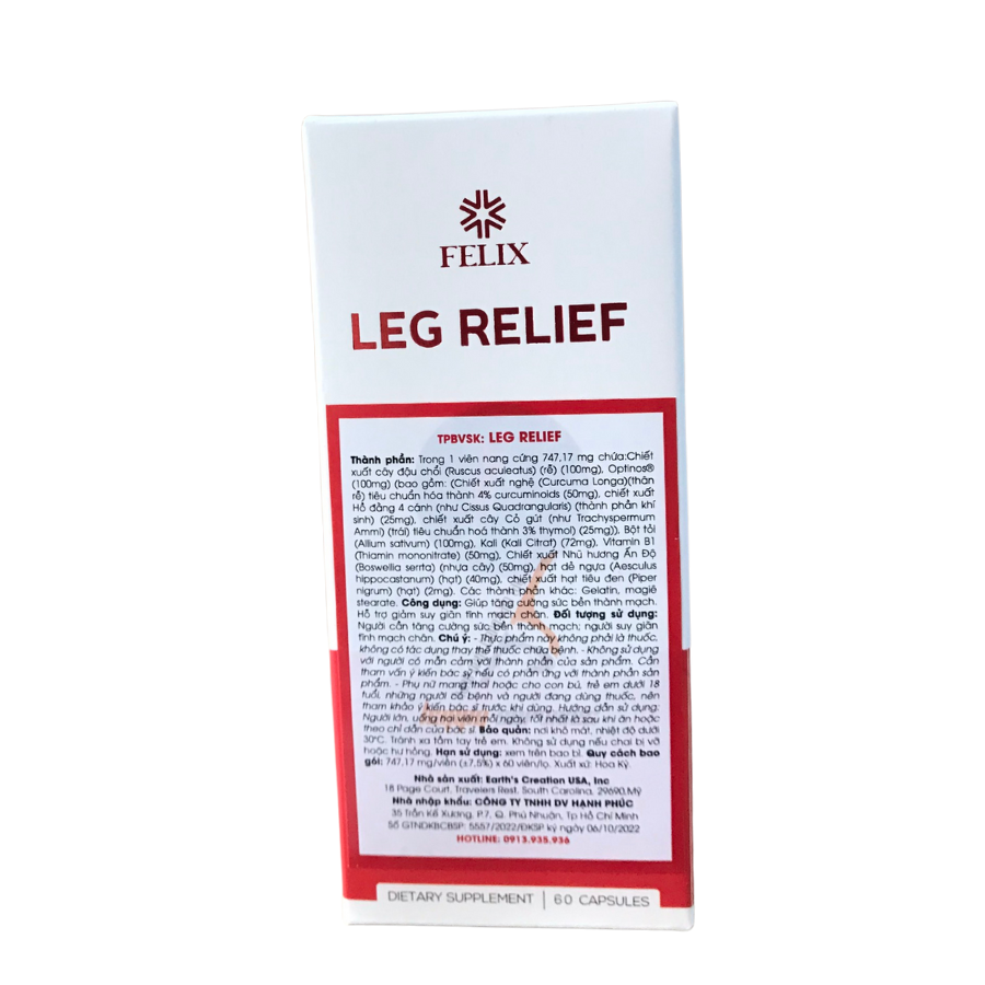 Viên uống hỗ trợ giãn tỉnh mạch chân Leg Lief Felix hộp 60 viên