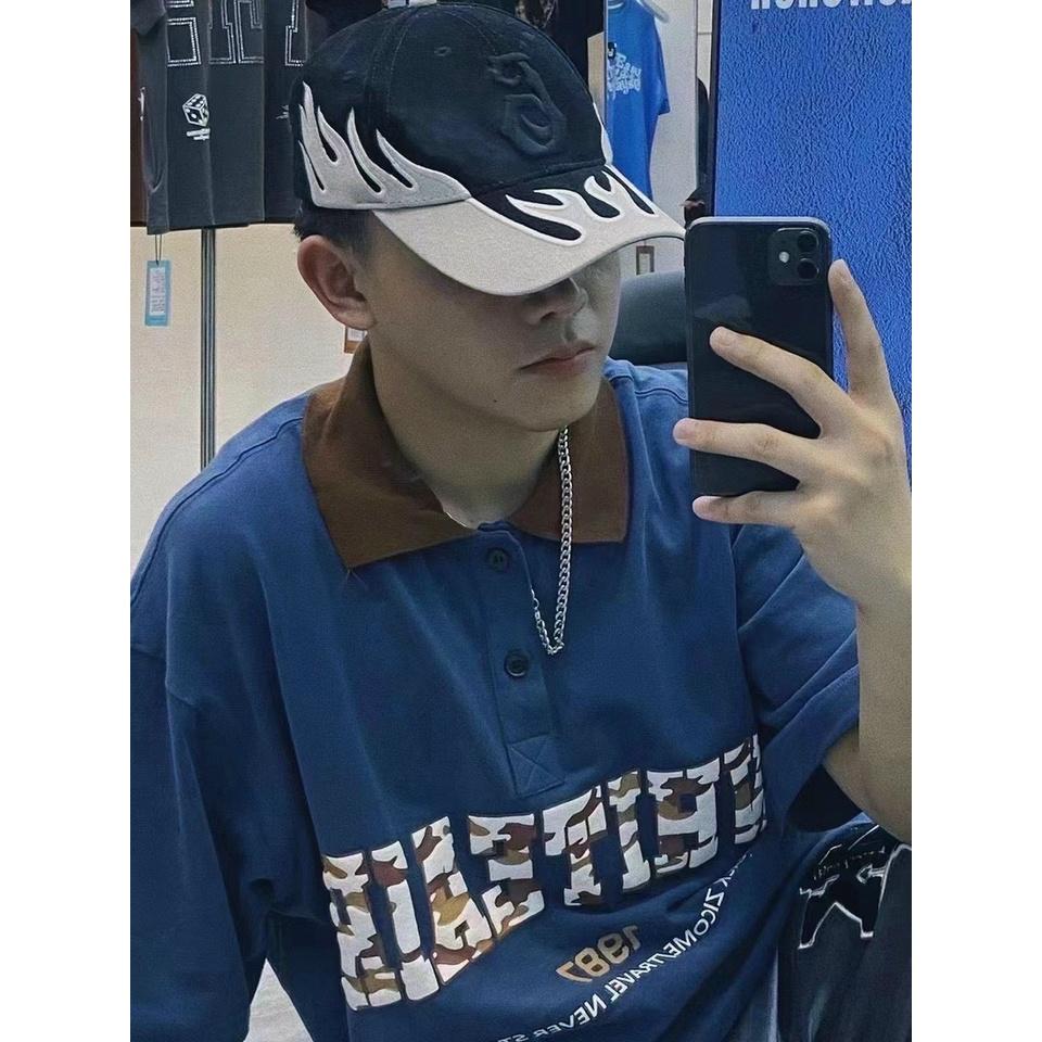 Áo Thun Polo Camo Unisex Nam Nữ Tay Lỡ Form Rộng