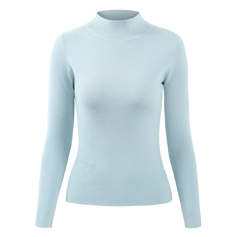Casual Women Autumn Winter Basic Knitted Sweater Solid Color Turtleneck Pullovers Top Slim Knitwear