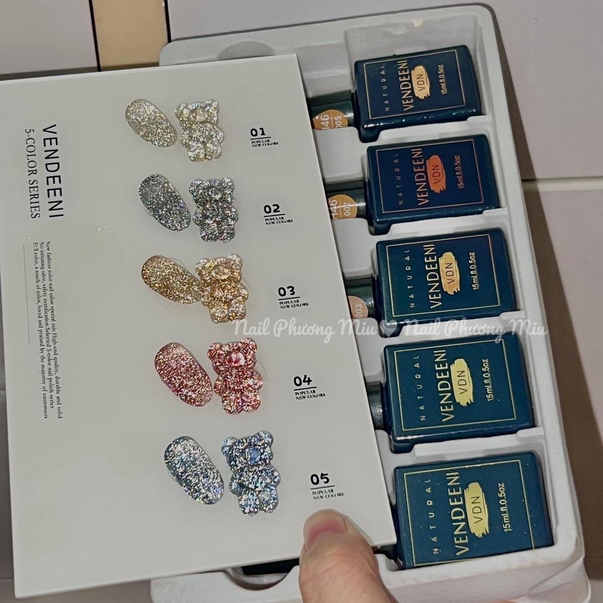 Sơn Nhũ Flash Lẻ Màu Vàng Bạc Siêu Sáng Vendeeni 15ml, Chất Đậm Mướt, Dễ Kéo, Lên Màu Chuẩn, Làm Nail Chuyên Nghiệp Nữ Sơn Gel