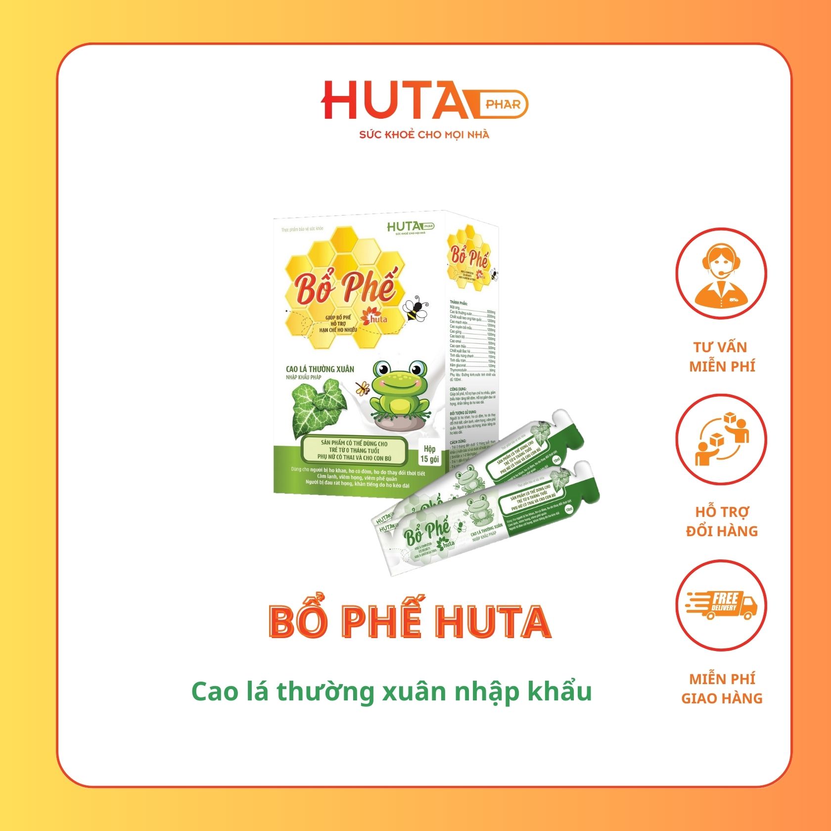 BỔ PHẾ HUTA _ chia liều sẵn, thuận tiện mang đi làm, đi học
