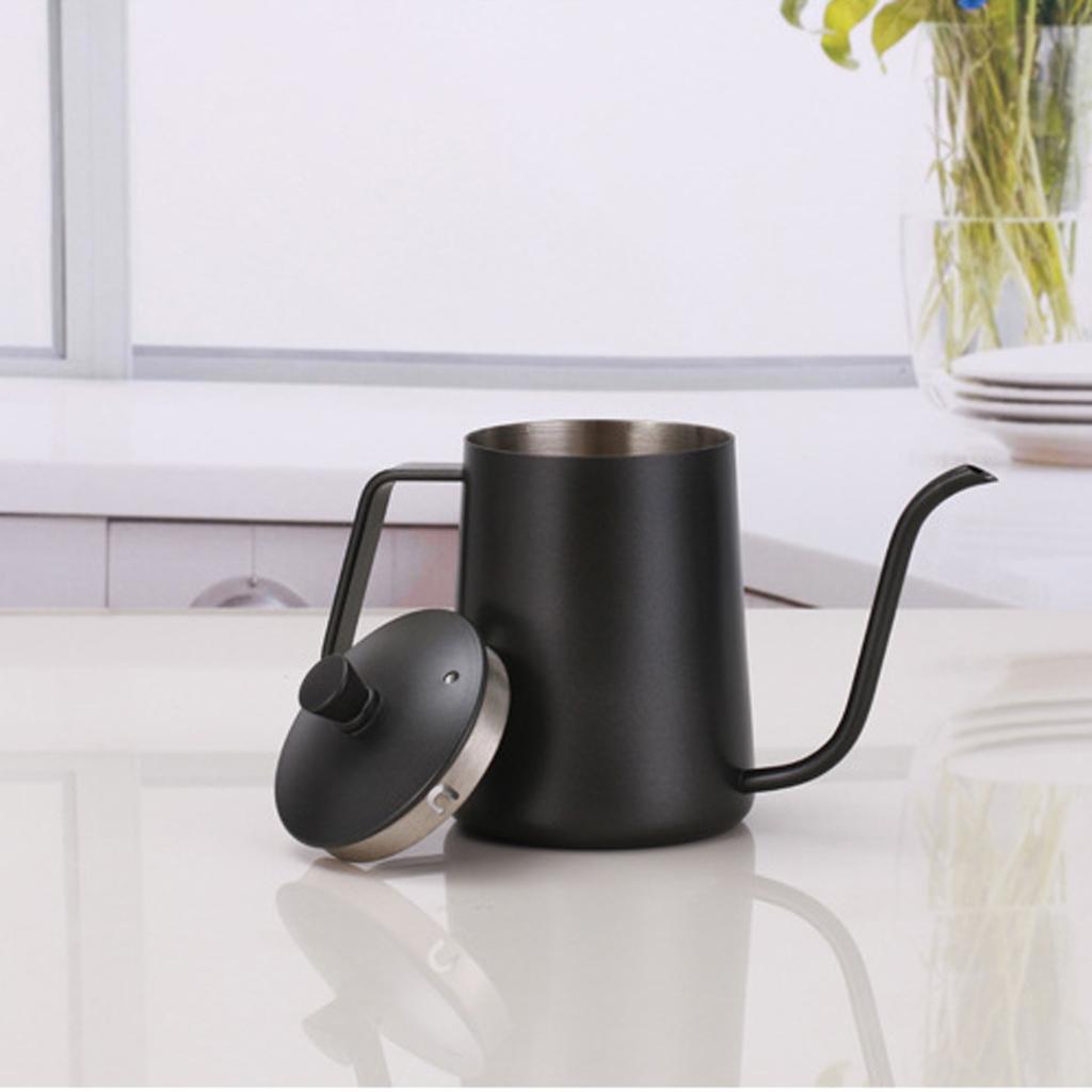Stovetop Gooseneck Tea Coffee Kettle Stainless Steel Hot Water 600ml Black