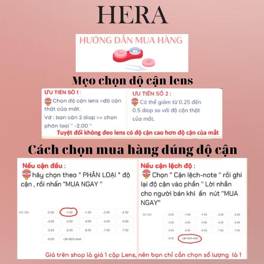 Kính Áp Tròng Hera Nâu Hồng Đào 0 - 6 Độ PEACHY BROWN Nhập Khẩu Hàn Quốc Lens Cận 6 Tháng