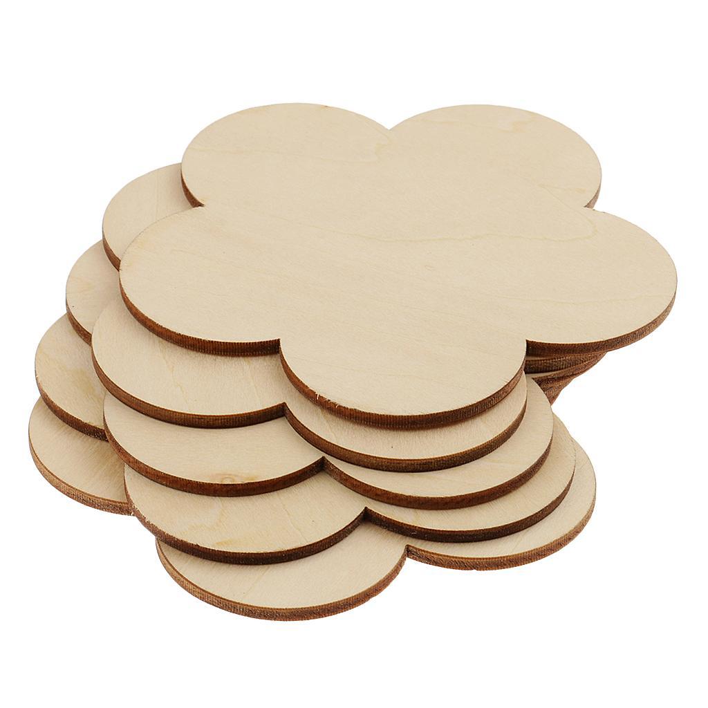 Multiple Shape MDF Unfinished Wooden Pieces Blank Plaque Craft 8 Pieces