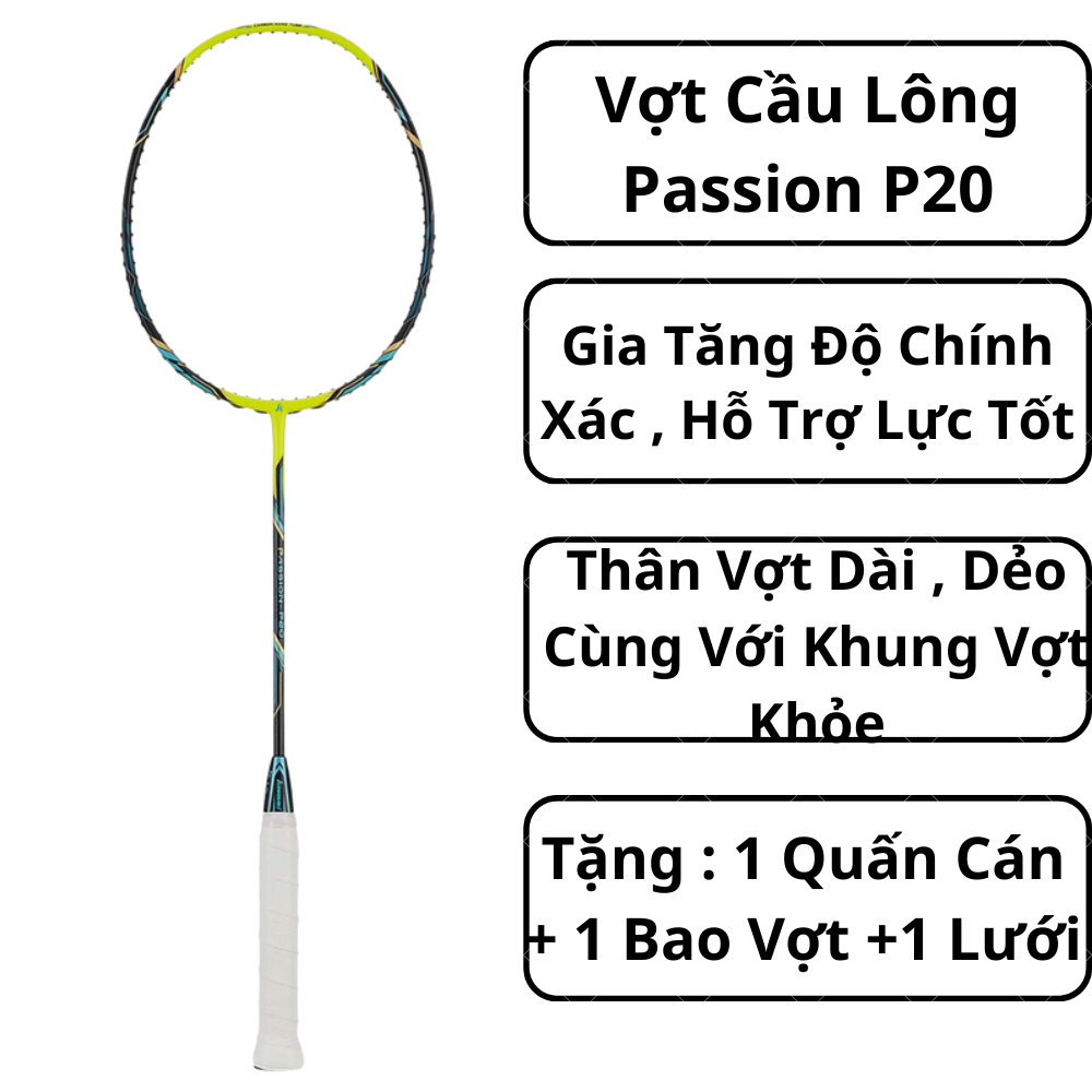 Vợt Cầu Lông Passion P20 - Trọng Lượng 5U Nặng Đầu - Hỗ Trợ Lực Rất Tốt , Gia Tăng Độ Chính Xác