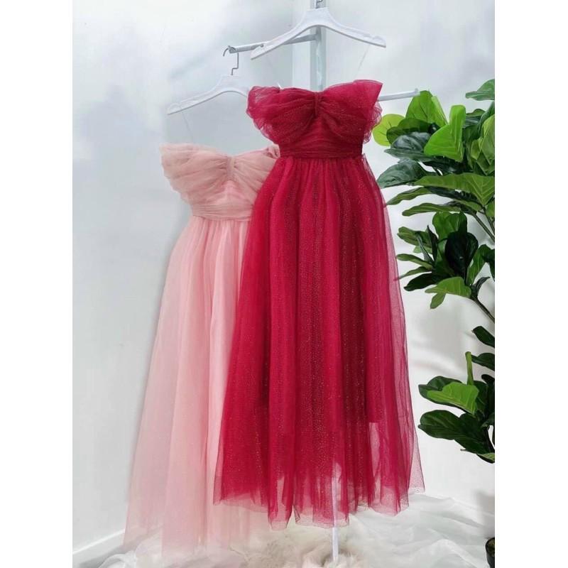 ĐẦM XOÈ 2 DÂY NHÚN LƯỚI NGỰC SIÊU XINH - MS274VMM MM