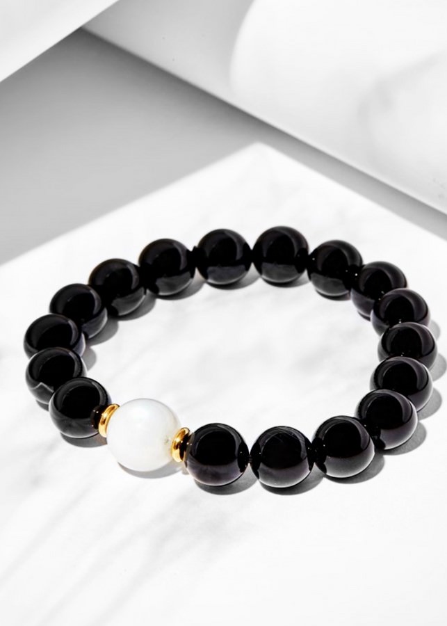 Vòng Tay Manly Opal Đen Moonstone - Thủy Kim