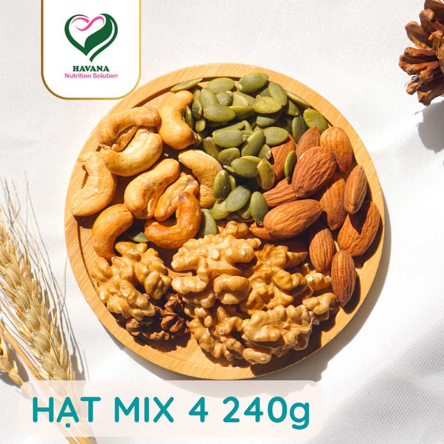 Mix 4 Nut 240GR- Havana- Hạt dinh dưỡng Mix 4 tốt cho sức khỏe, healthy