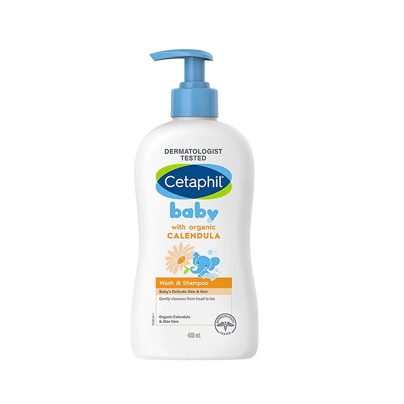 Sữa tắm gội cho bé Cetaphil Baby Wash & Shampoo with Organic Calendula 400mL dưỡng chất hoa cúc