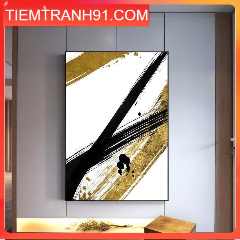 Tranh treo tường | Tranh trừu tượng Black and gold Brushstroke, Bedroom Wall Art