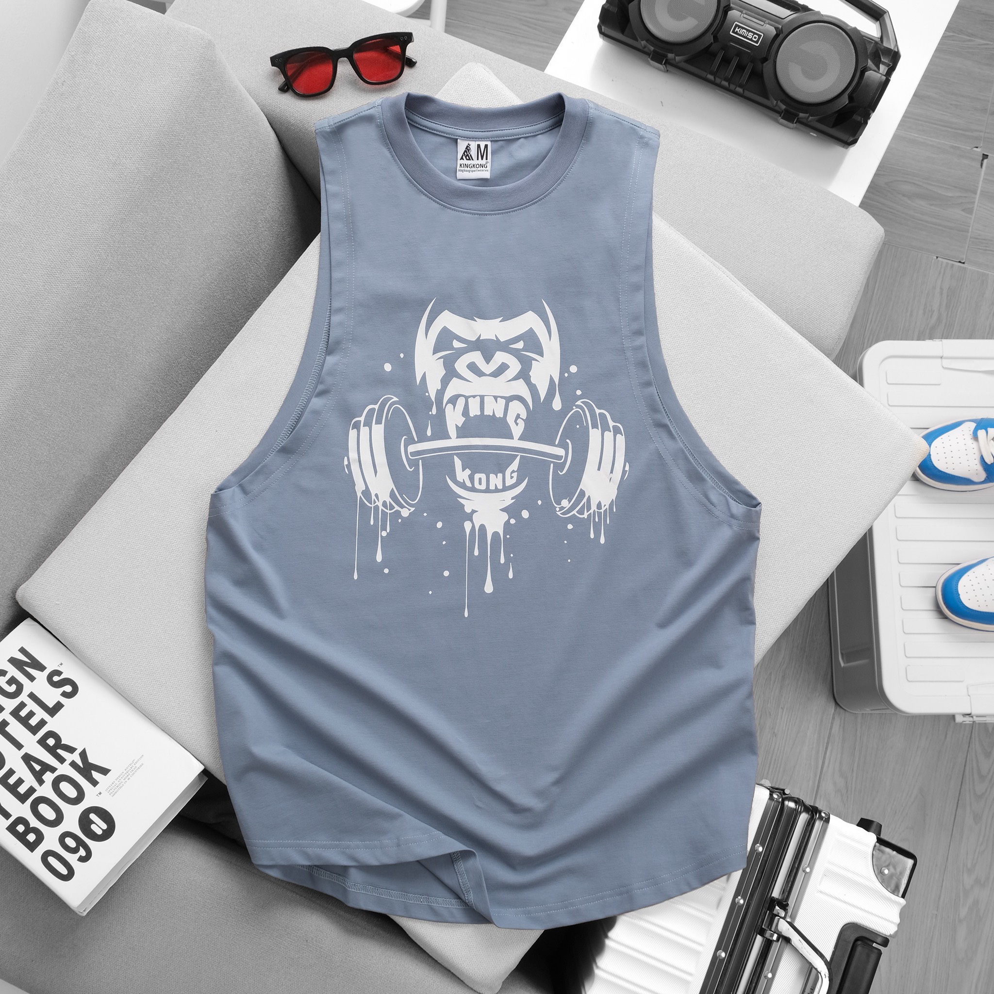 [Mẫu Mới T6] Áo Ba Lỗ Tanktop Co Giãn In Hình Kingkong Gym Basic 4 Chiều - Local Brand TB KINGKONG SPORT WEAR