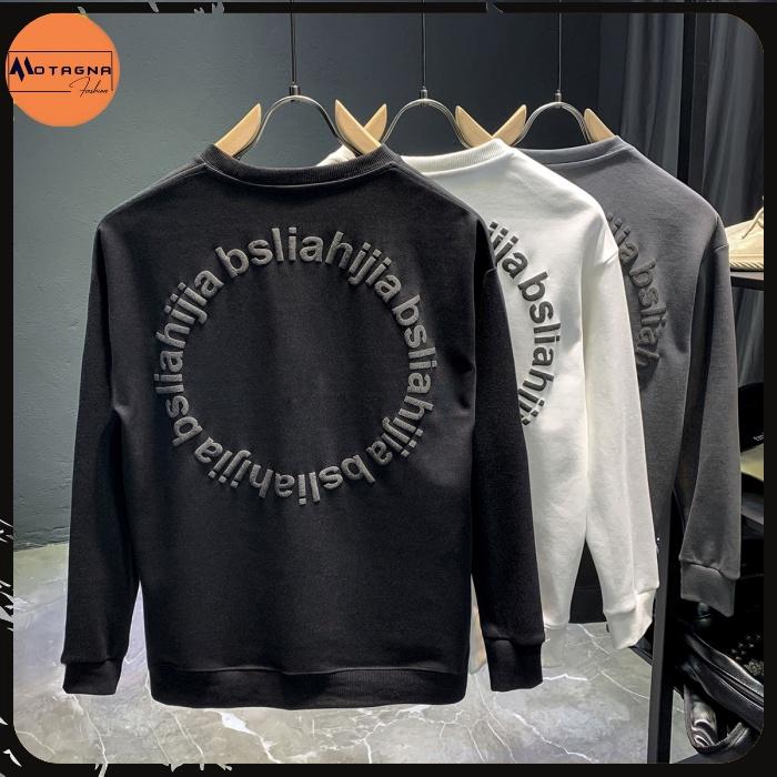 Áo thu đông nam chất mịn, Áo sweater chất đẹp kiểu dáng Hàn Quốc in Vòng chữ mã NZ636