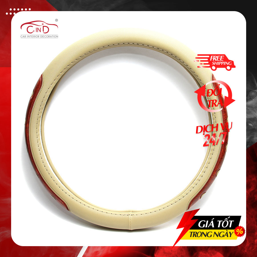 Bọc Vô Lăng CIND LP-882 Size M Màu Kem Gỗ