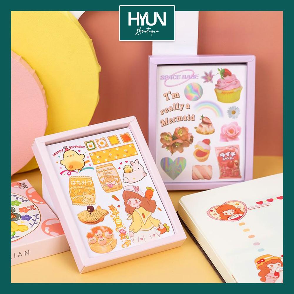 Hộp Sticker dán A6 - hơn 500 hình dán trang trí sổ tay Bullet Journal - sticker dễ thương - DIY - Hyun Boutique