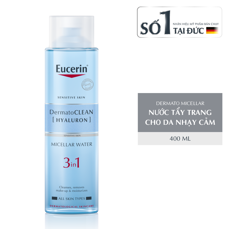 Nước Tẩy Trang Eucerin Dịu Nhẹ Cho Da Nhạy Cảm DermatoCLEAN Micellar Water 3 In 1 400ml