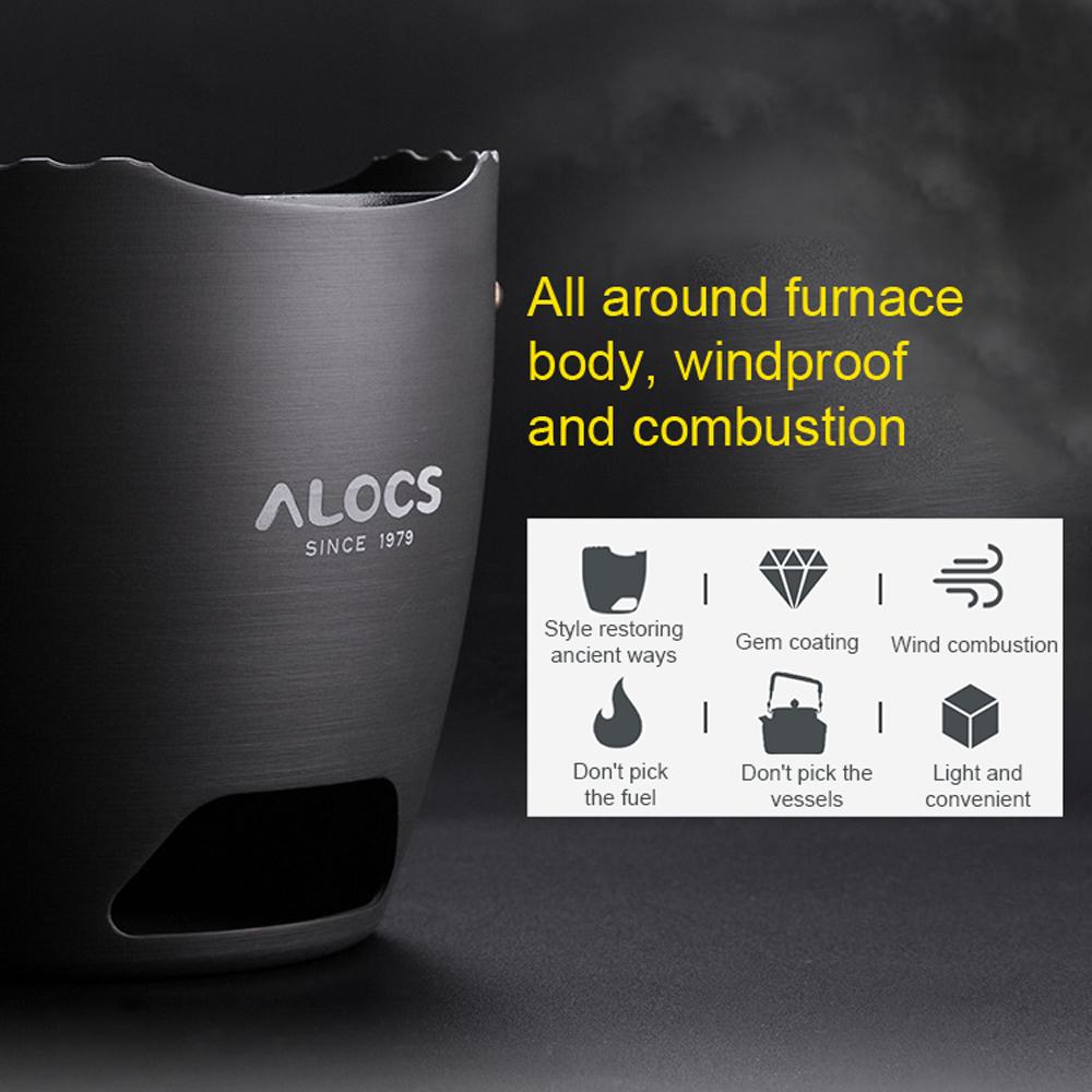 ALOCS Aluminum Alloy Camping Alcohol Stoves Charcoal Wood Burners Portable Picnic BBQ Furnace Windproof Warm Heaters Outdoor Cooking Equipment